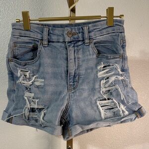 American Eagle Outfitters Light Blue Ripped Jean Shorts